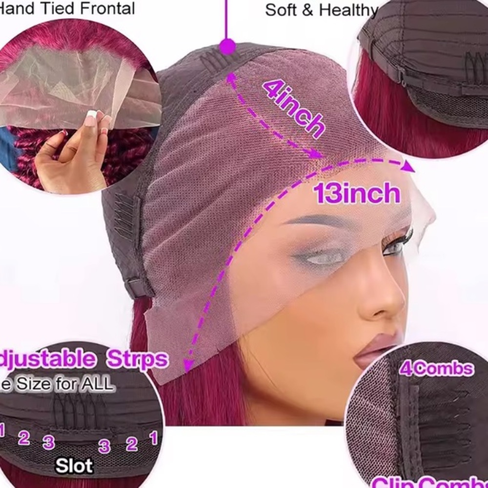 Burgundy Hair Extensions with Baby Hair - Picture 6 of 6